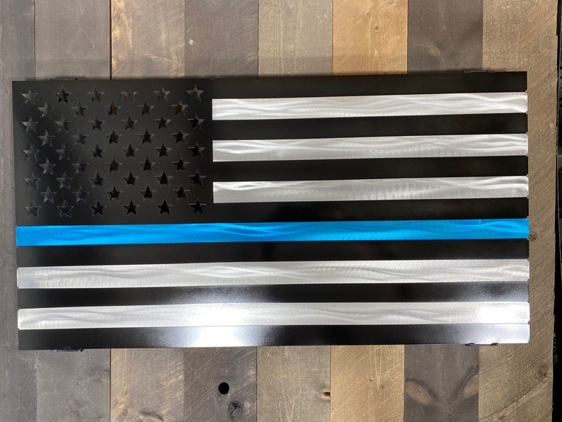 Aluminum Thin Blue Line American Flag with powder-coated finish