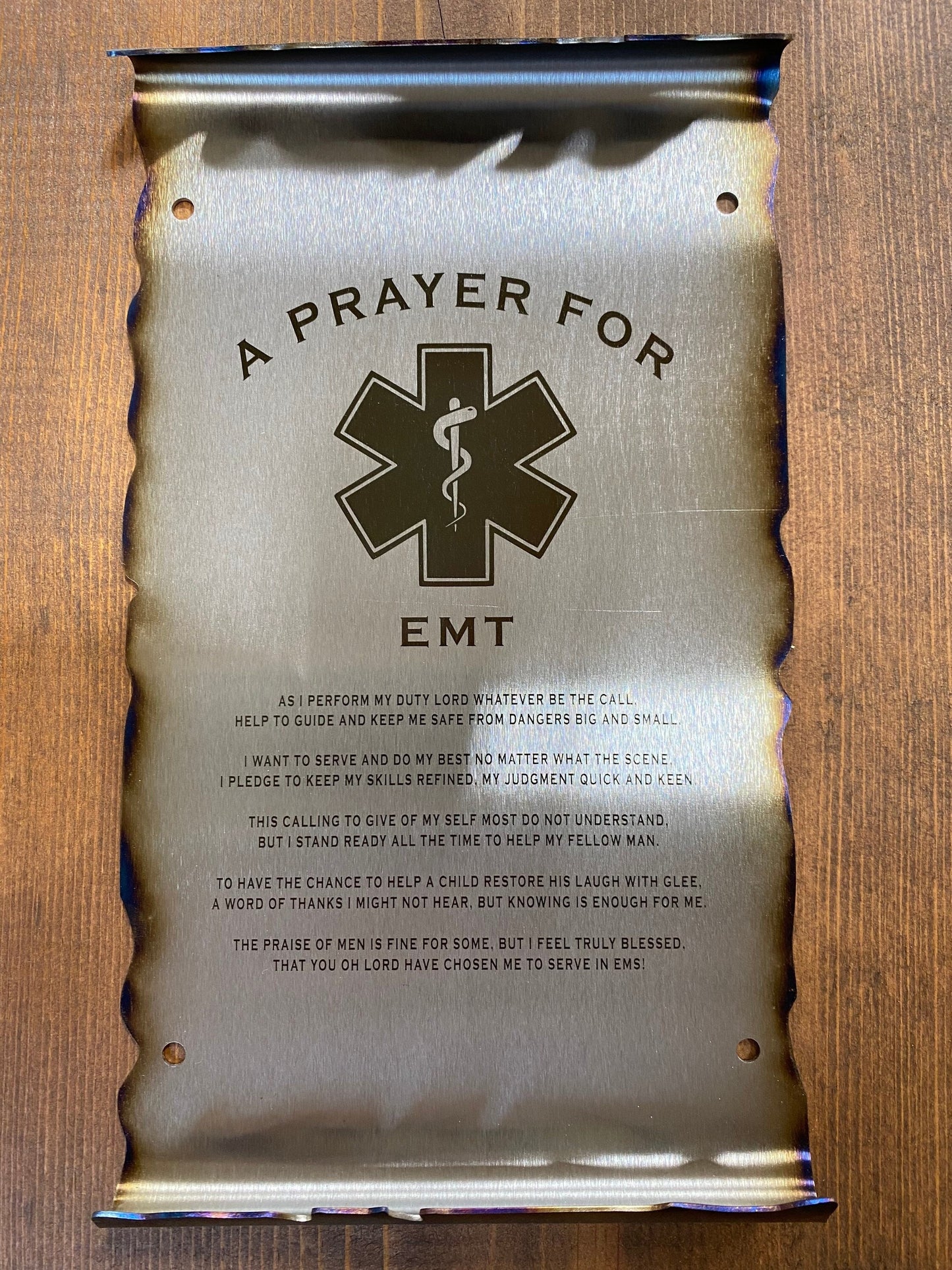 Metal EMT Prayer scroll wall art gift for first responders