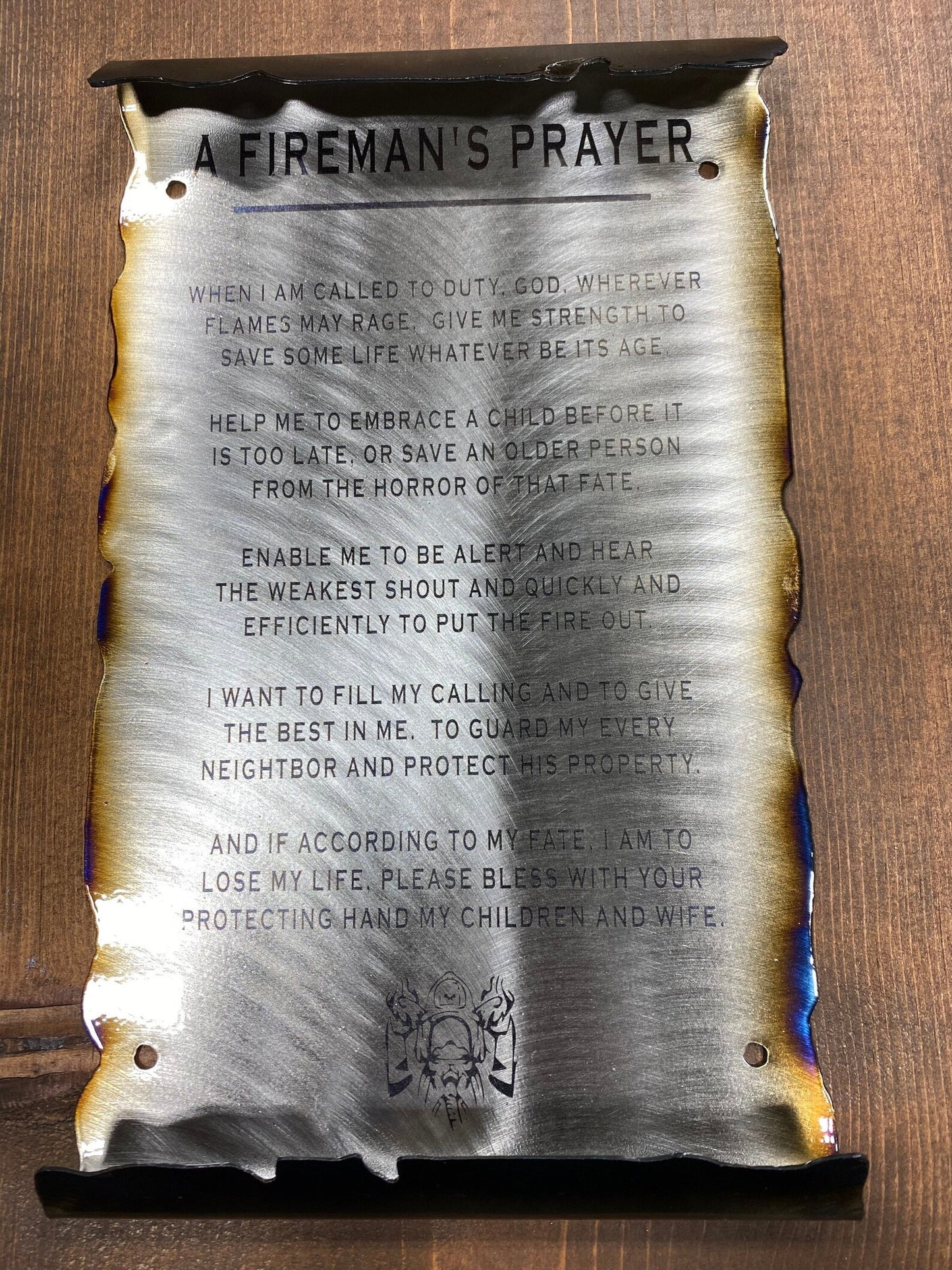 Fireman’s Prayer scroll metal wall art gift for firefighters