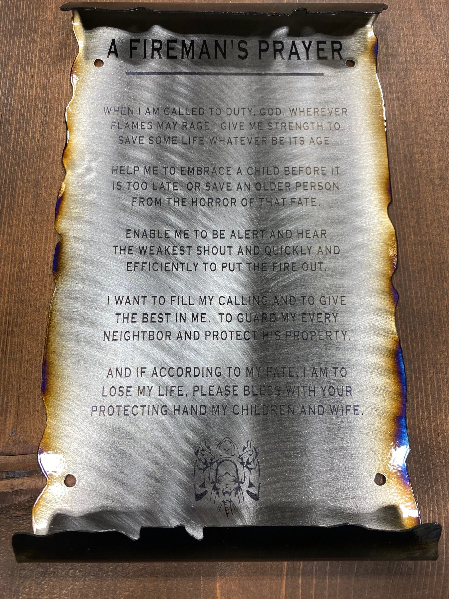 Fireman’s Prayer scroll metal wall art gift for firefighters