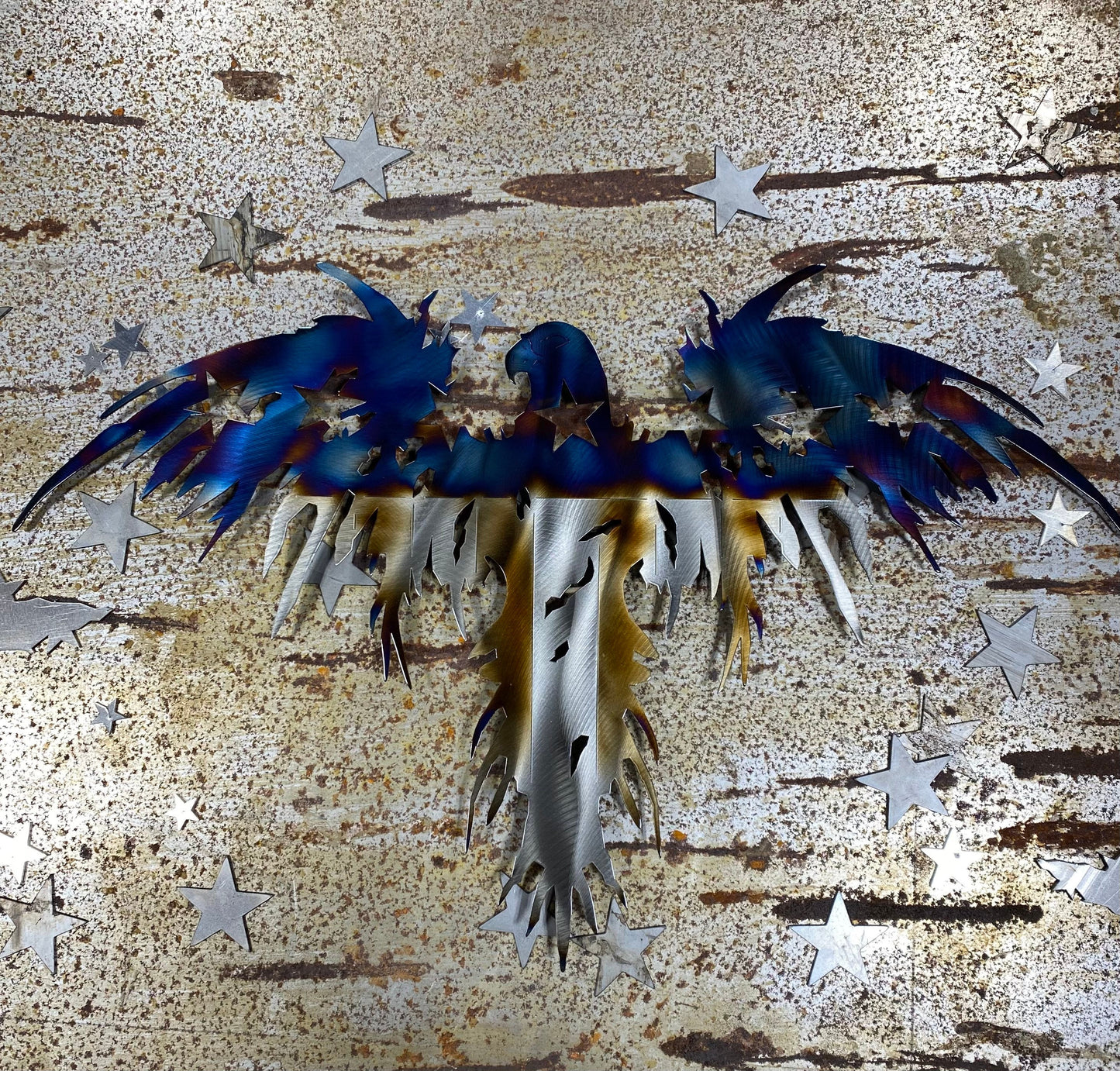 Handcrafted metal American eagle wall art made from American steel