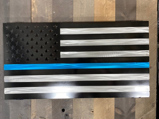 Aluminum Thin Blue Line American Flag with powder-coated finish