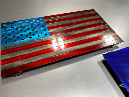 Distressed Standard American Flag with four-stage powder-coated finish, 24 inches wide, for patriotic indoor or outdoor display.