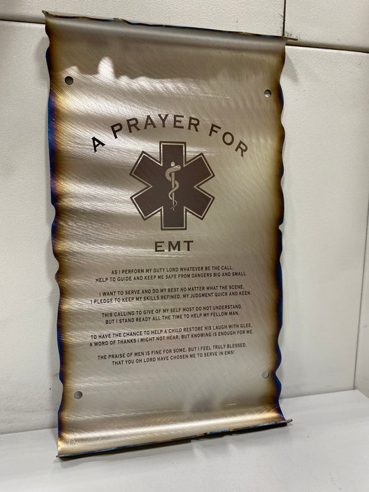 Metal EMT Prayer scroll wall art gift for first responders