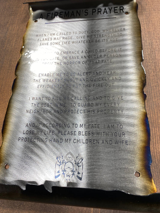 Fireman’s Prayer scroll metal wall art gift for firefighters