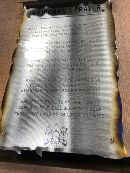Fireman’s Prayer scroll metal wall art gift for firefighters