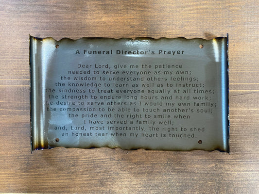 Funeral Director’s Prayer scroll wall art gift for morticians and undertakers
