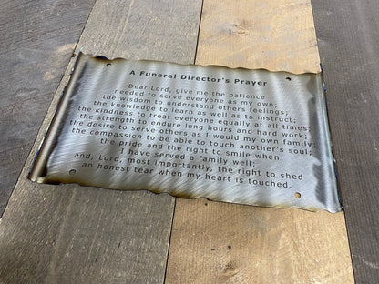 Funeral Director’s Prayer scroll wall art gift for morticians and undertakers