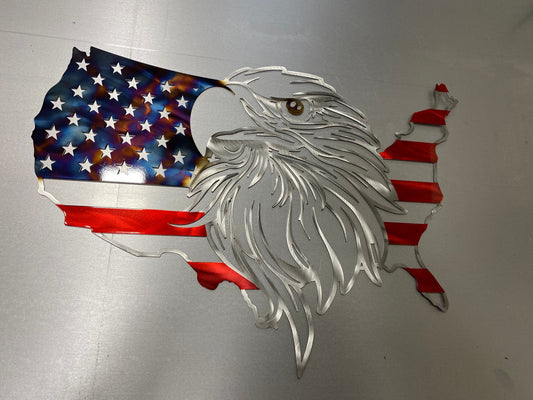 Live Free or Die USA flag-shaped wall art with bald eagle centerpiece