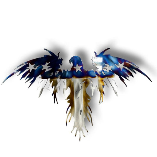 Handcrafted metal American eagle wall art made from American steel

