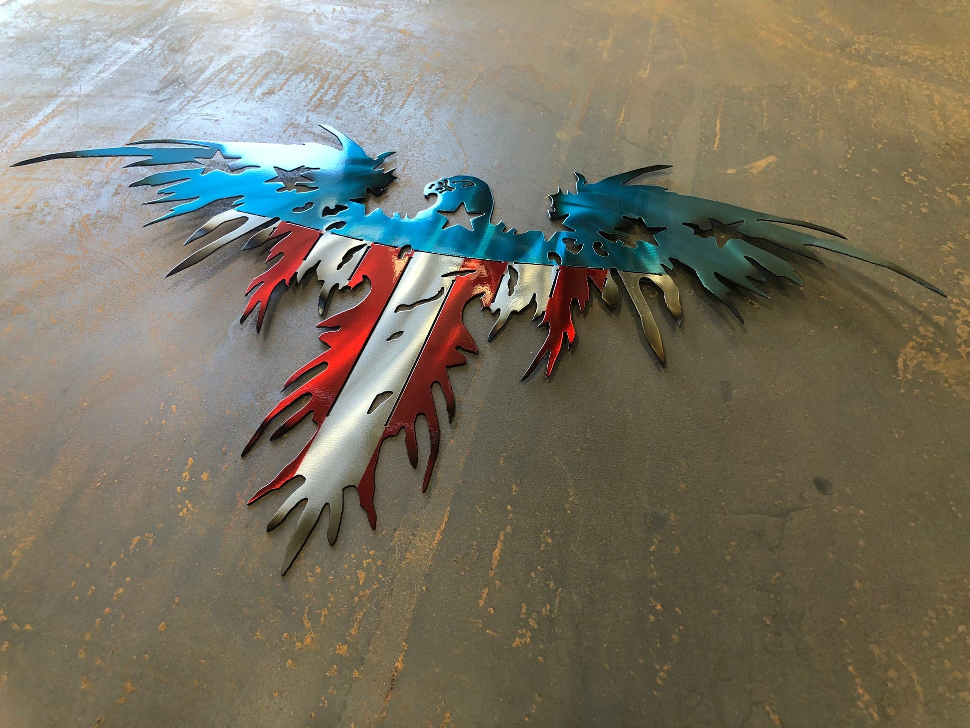 Patriotic metal American eagle wall art made from American steel

