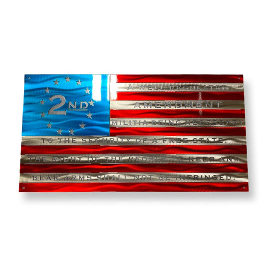 Handmade metal Second Amendment American flag wall art

