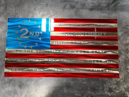 Handmade metal Second Amendment American flag wall art