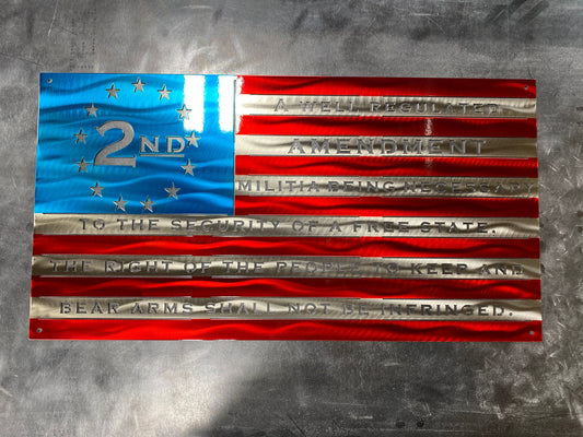 Handmade metal Second Amendment American flag wall art