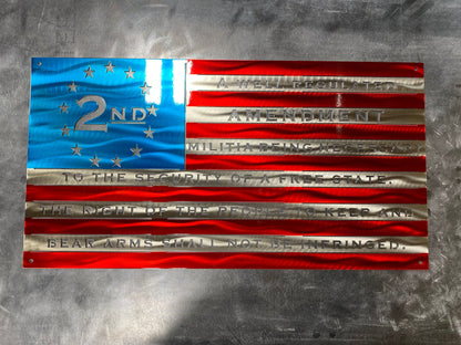 Handmade metal Second Amendment American flag wall art