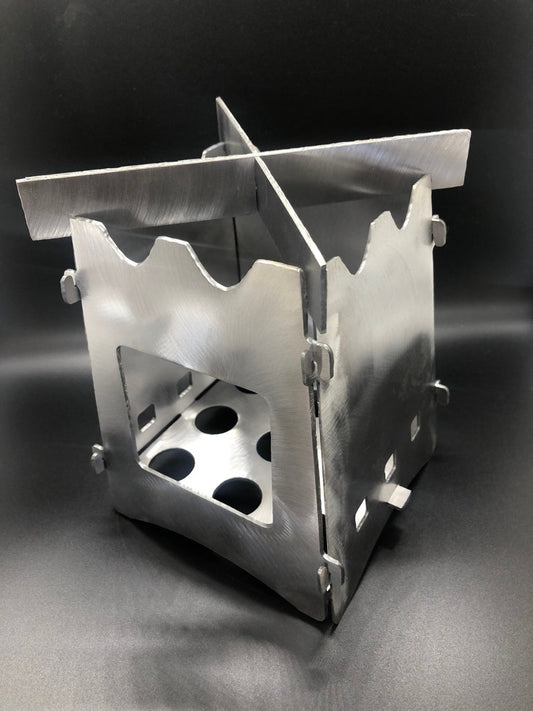 Mini collapsible camp stove made from American steel for backpacking and camping