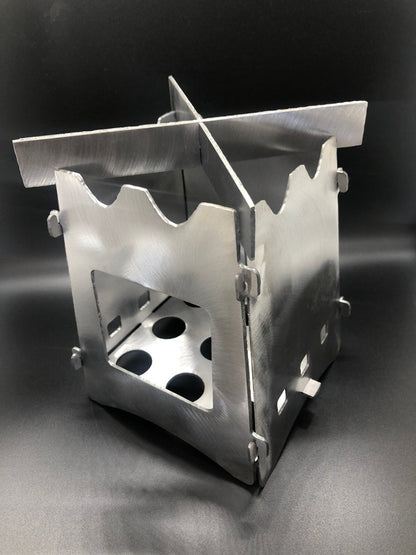 Mini collapsible camp stove made from American steel for backpacking and camping