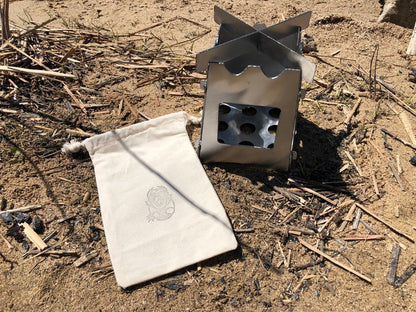 Mini collapsible camp stove made from American steel for backpacking and camping