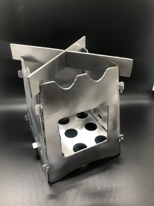 Mini collapsible camp stove made from American steel for backpacking and camping