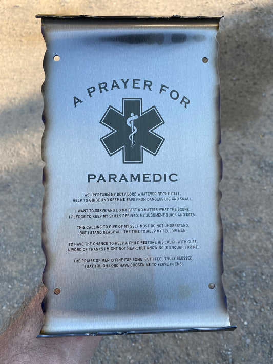 Paramedic Prayer metal scroll wall art gift for first responders