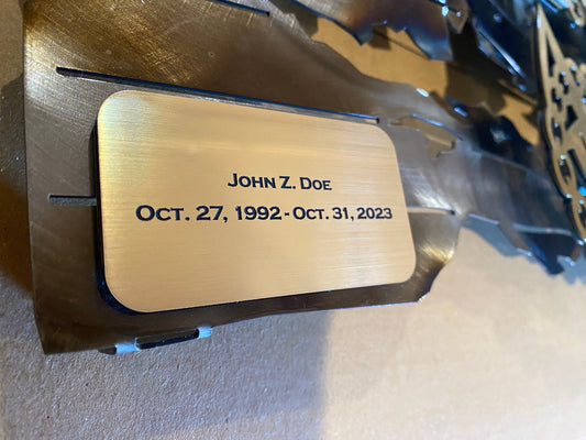 Personalized label add-on for 24-inch emblem flag in silver or gold

