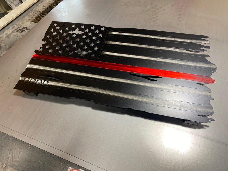 Personalized Thin Red Line American Flag wall art for firefighters

