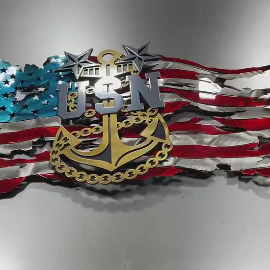 Officially Licensed Master Chief Petty Officer Flag by CnS CnC – Navy Metal Art with Powder-Coated Three-Layered Logo