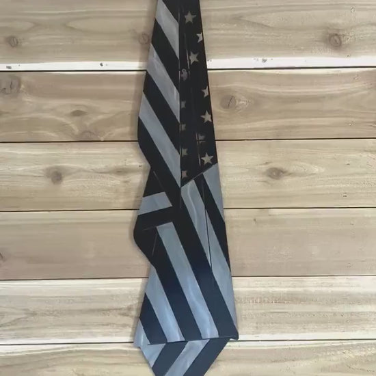Black And Silver Draped Metal American Flag