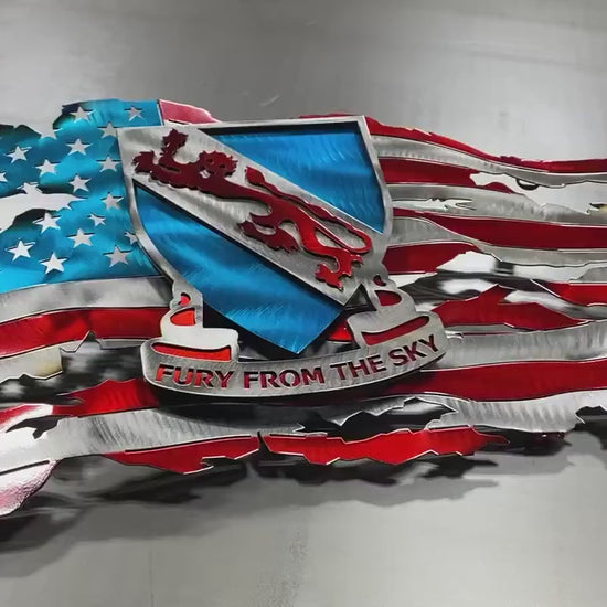 Metal American flag featuring 508th Airborne Infantry Regiment tribute

