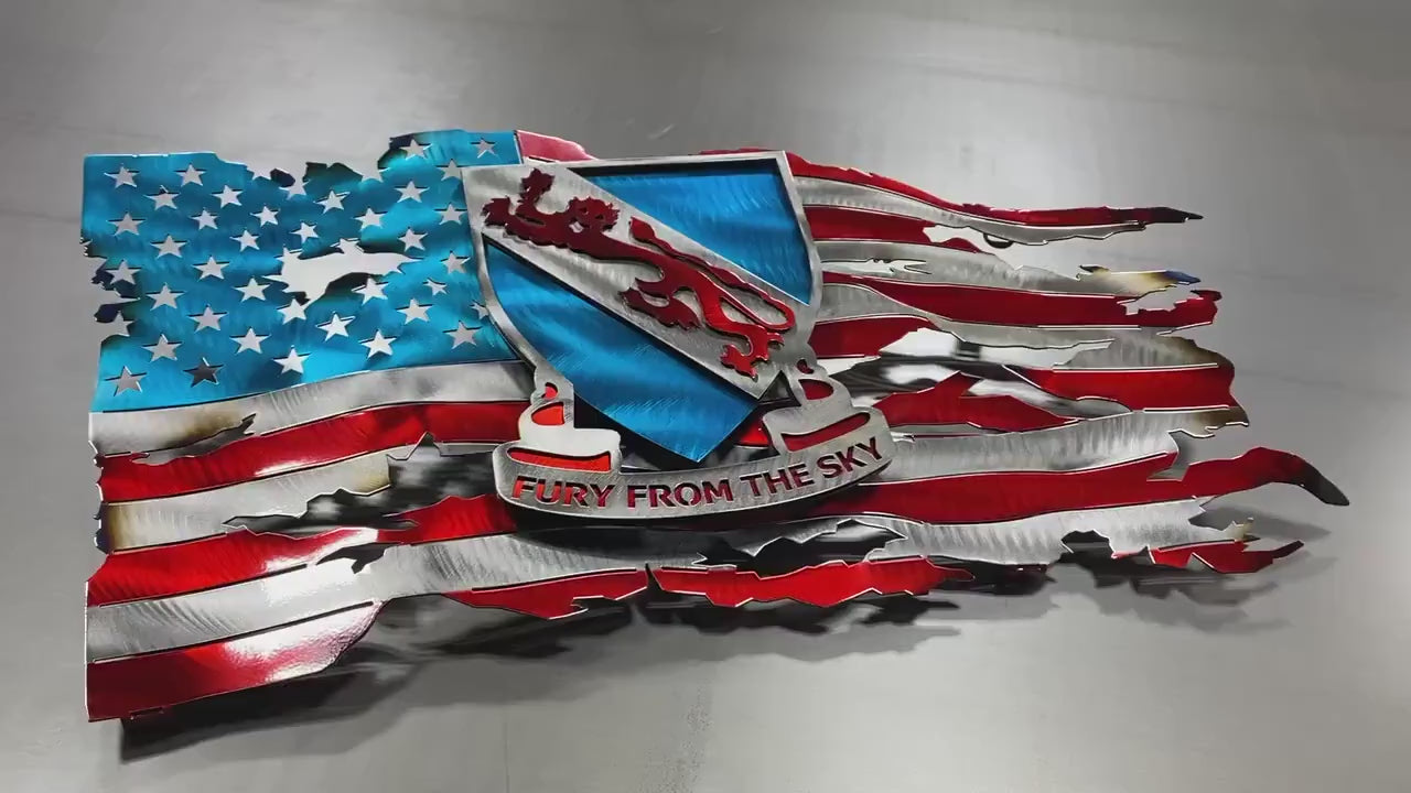 Metal American flag featuring 508th Airborne Infantry Regiment tribute

