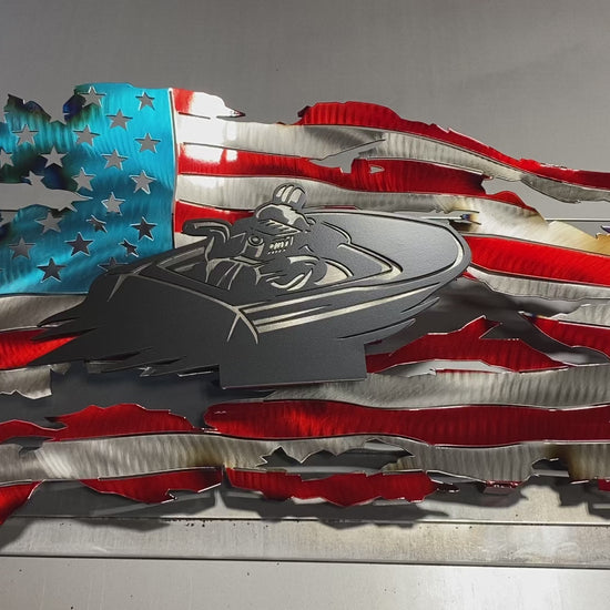 Powder-coated metal flag featuring Idaho Regatta design