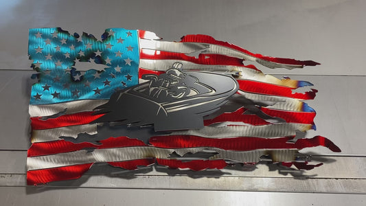 Powder-coated metal flag featuring Idaho Regatta design