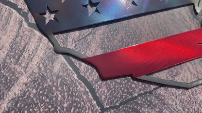 Live Free or Die USA flag-shaped wall art with bald eagle centerpiece