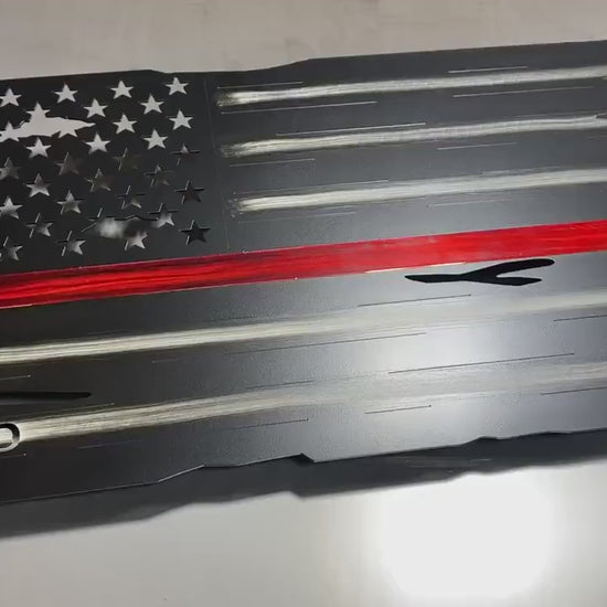 Personalized Thin Red Line American Flag wall art for firefighters

