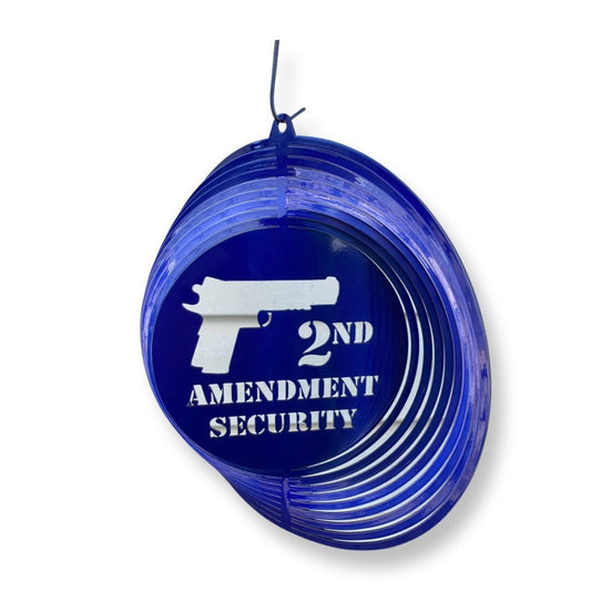 Second Amendment windspinner with gun rights theme for outdoor patriotic decor