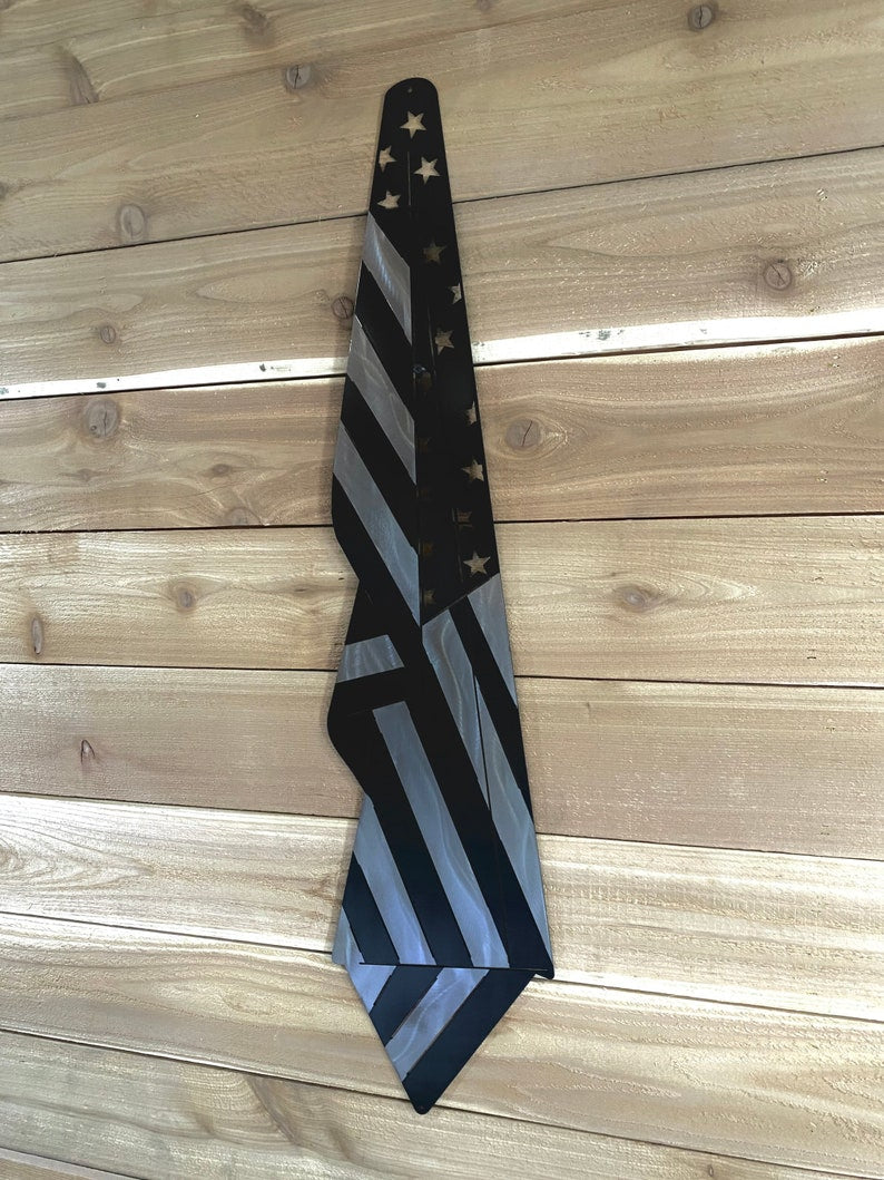 Black And Silver Draped Metal American Flag