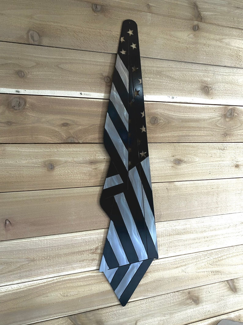 Black And Silver Draped Metal American Flag