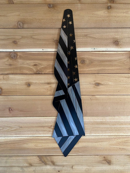 Black And Silver Draped Metal American Flag