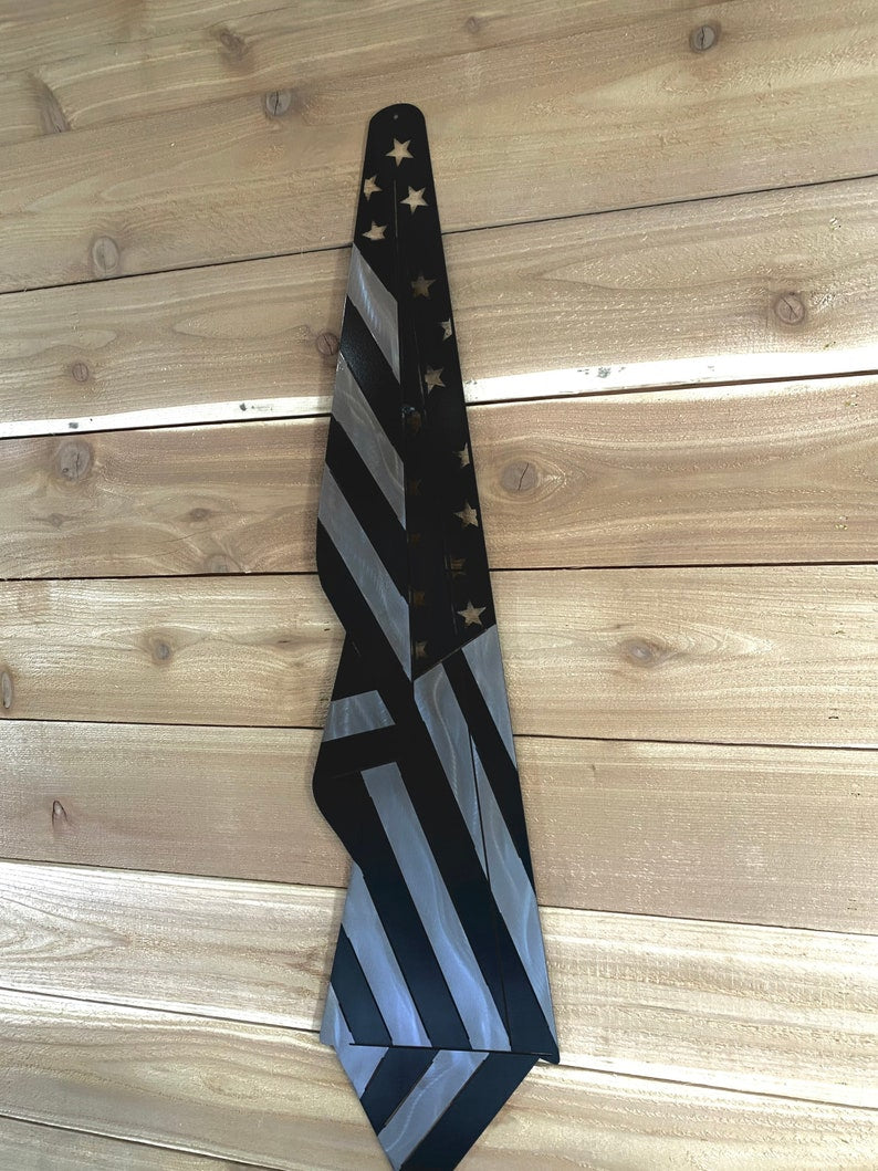 Black And Silver Draped Metal American Flag