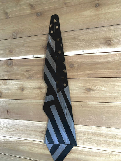 Black And Silver Draped Metal American Flag