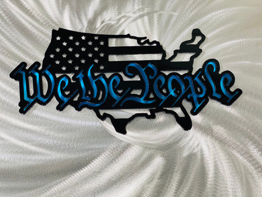 Powder coated We the People American flag metal wall art made in USA