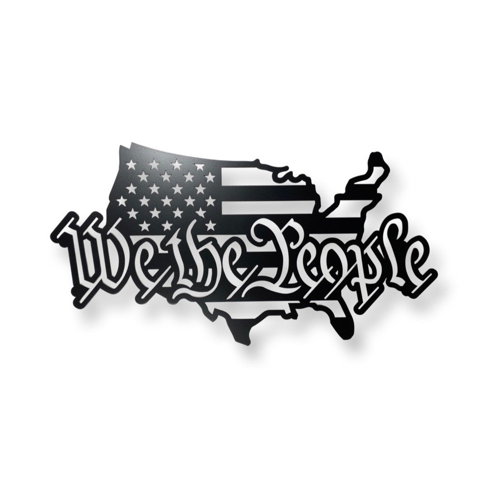 Powder coated We the People American flag metal wall art made in USA