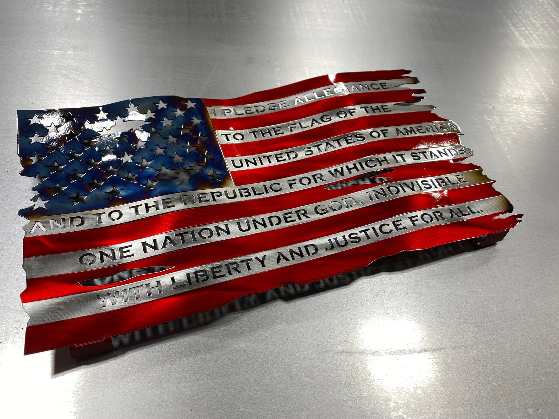 7th Anniversary Pledge of Allegiance Flag – custom metal wall art by CnS CnC