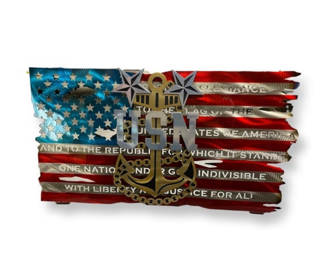 Officially Licensed Master Chief Petty Officer Flag by CnS CnC – Navy Metal Art with Powder-Coated Three-Layered Logo