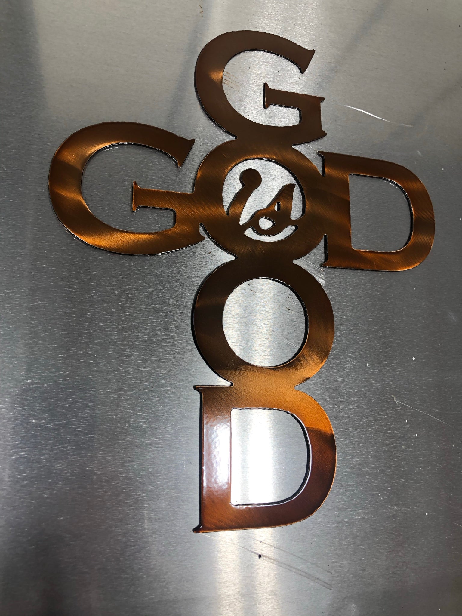 God Is Good Metal Sign, handcrafted from American steel with precision laser-cut lettering and a durable powder-coated finish by CnS CnC.