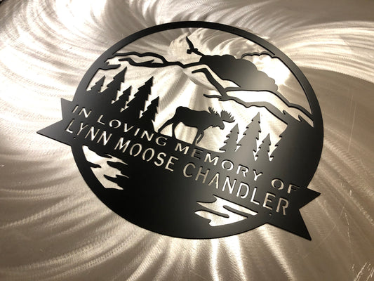Nature-Themed Family Monogram, handcrafted metal sign personalized with a last name and animal silhouette, made from marine-grade aluminum 