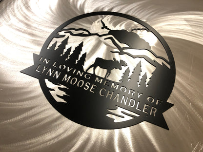 Nature-Themed Family Monogram, handcrafted metal sign personalized with a last name and animal silhouette, made from marine-grade aluminum 