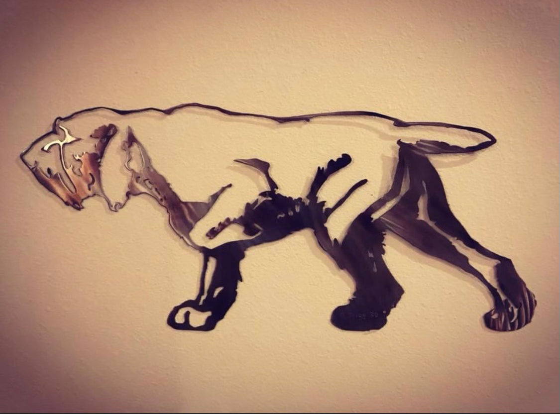 Metal art of Spinone Italiano dog based on Fermato painting