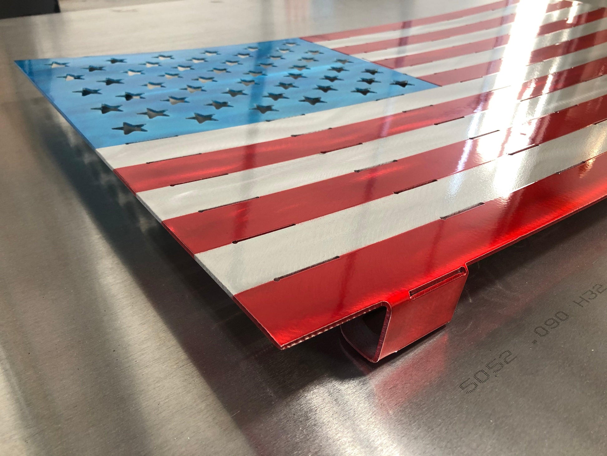 Standard American Flag made from powder-coated marine-grade 5052 aluminum, 24 inches wide, suitable for indoor or outdoor patriotic display.