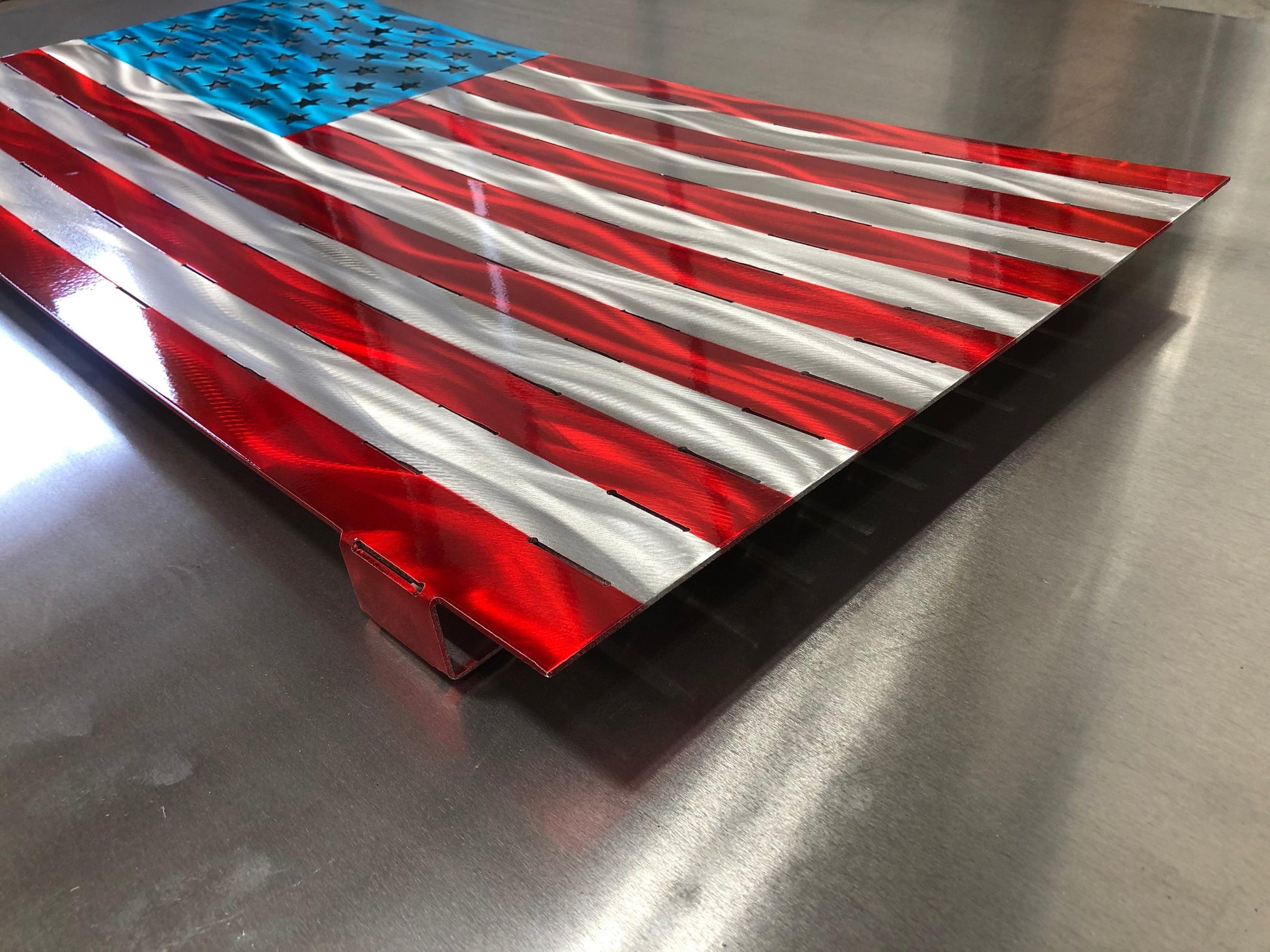 Standard American Flag made from powder-coated marine-grade 5052 aluminum, 24 inches wide, suitable for indoor or outdoor patriotic display.